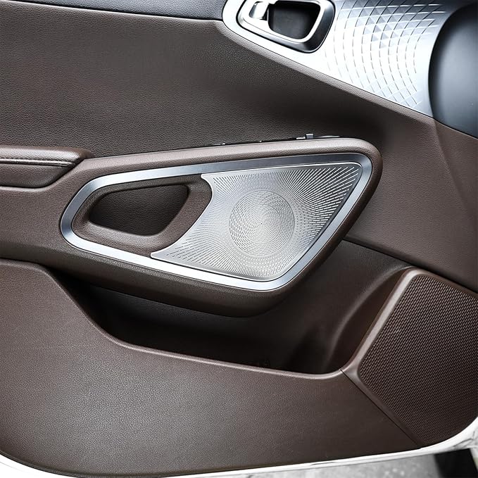 Stainless Steels Upper Air Outlet Speaker Cover Steels Interior Speaker Decoration Trim Cover Compatible with Kia Soul 2020-2025 Accessories (Silver)
