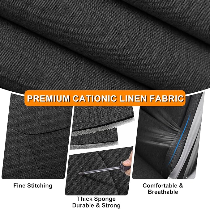 Front Seat Covers Compatible with 1984-1993 Chevy Corvette C4 Sport, Heavy Duty Cationic Linen Fabric Seat Protector