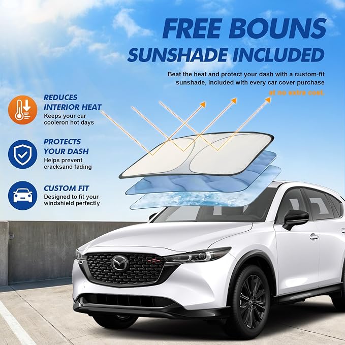 Car Cover Waterproof All-Weather,Heavy-Duty Outdoor Full Exterior Automobiles SUV(Length up to 181 inch) with Windshield Sun Shade Universal Fit Subaru CrossTrek,Audi Q3,Soul,Element etc
