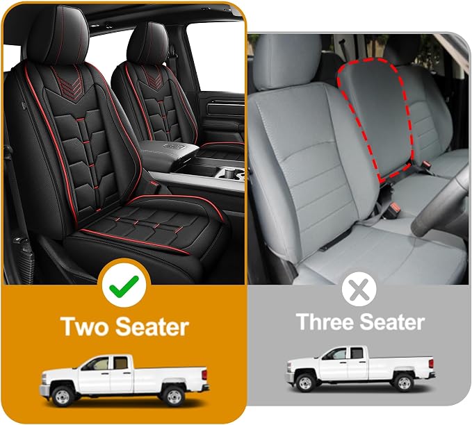 TTX LIGHTING Seat Covers Fit for Dodge RAM : 2002-2025 2026 Compatible with RAM 1500 2500 3500 Crew Quad Regular Cab Full Set Seat Covers Truck Pickup Car Seat Covers(5 Seats, Redline, Curved Bench)
