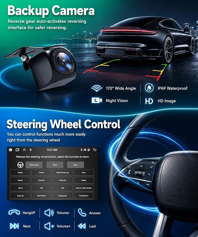 8 Core 6G+128G Rimoody Android 15 Car Stereo for Toyota Camry 2000-2006, AI Noise Reduction, Wireless Carplay Android Auto 9 Inch IPS GPS 5G-WiFi DSP FM RDS, Bluetooth 5.0 SWC HD Backup Camera