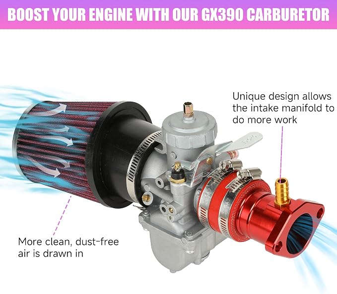 VM34 Carburetor Kit Replacement for Predator 420 301cc GX390 GX340 GX270 13Hp 15Hp Engine Mini Bike Go Kart Cart Water Pump Pressure Washer Powersports Parts Intake Manifold