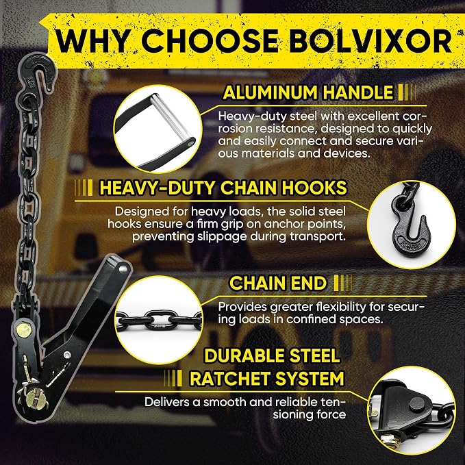 4 Pack Car Tie Down Straps for Trailers - 2" x 96" - 9900LBS Break Strength - Tire Ratchet Straps with Heavy Duty Chain Anchors for Hauling UTV, SUV, Truck, Any Cars