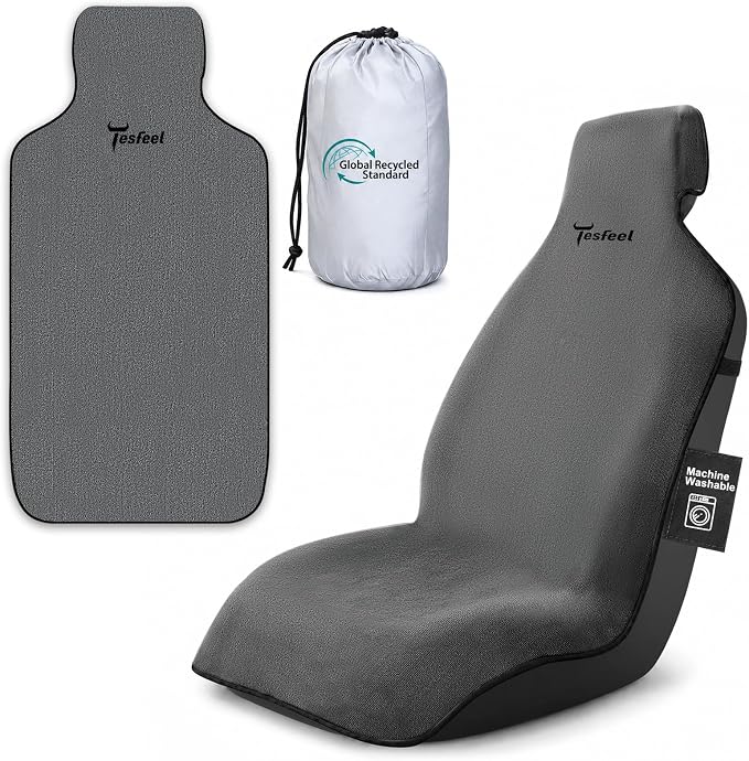 600g Ultra-Thick Car Seat Cover Towel,Heavy-Duty Absorbent Terry Cloth Sweat Protector for Gym,Beach&Athletes,Eco-Friendly Universal Fit for Sedans,SUV&Trucks,Non-Slip Machine Washable-Gray