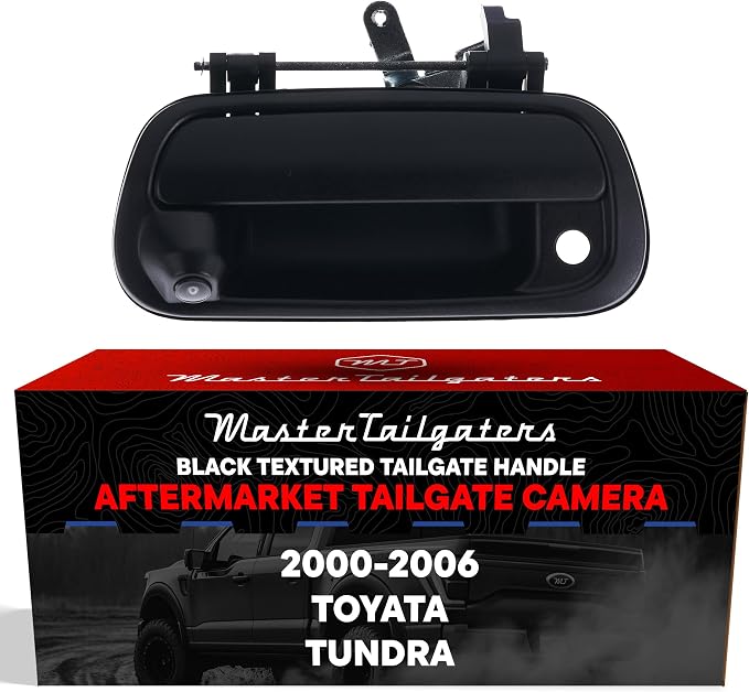 Master Tailgaters Black Textured Tailgate Handle with Backup Camera Replacement for Toyota Tundra (2000-2006) | IP68 Waterproof | Parking Grid Lines Available | Easy to Install