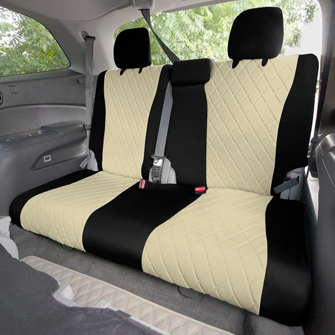 FH Group Custom Fit Car Seat Covers Specifically Made for 2016–2022 Honda Pilot, 3rd Row Set Beige Ultraflex Neoprene, Waterproof Car Seat Cover, Honda Accessories