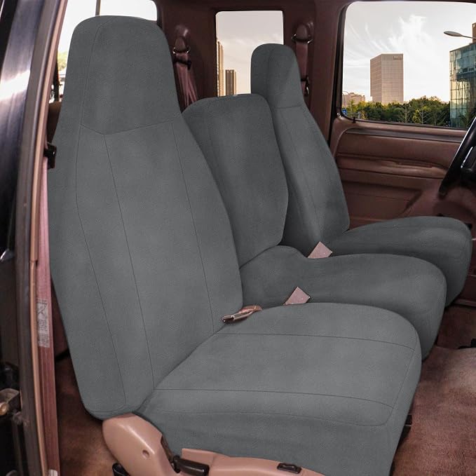 SAPUBK Custom-fit Front Seat Cover Replace for 1993-1998 Ford F150 F250 F350 F450 F550 Regular, XCab and Crew Cabs High Back 40/20/40 Split Seat with Molded Headrests and Opening Center Console