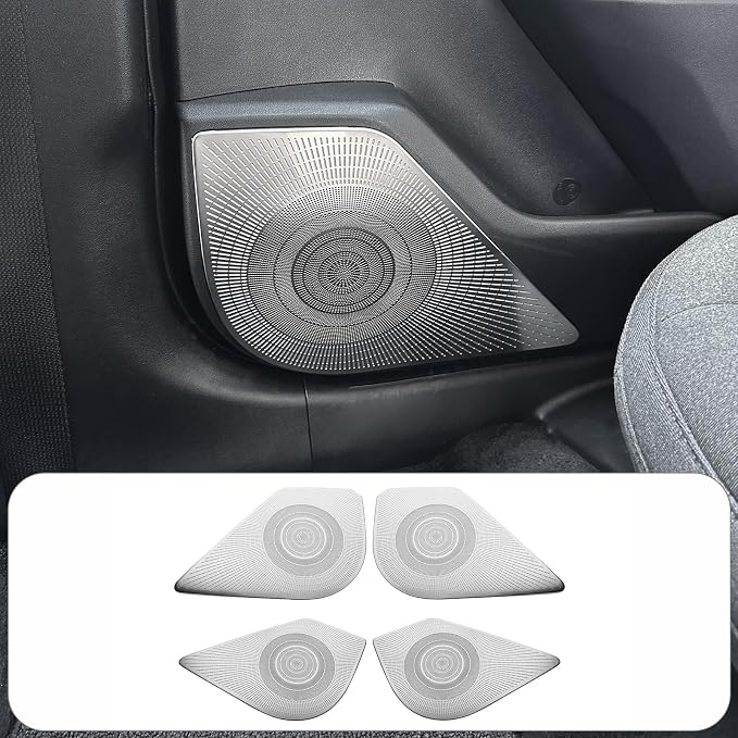 4PCS Stainless Steel Front & Rear Door Speaker Covers Trim Compatible with Kia K4 2025-2026 Accessories (Silver)
