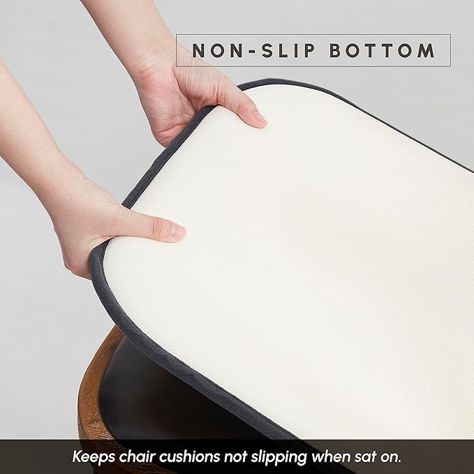 Elegant Comfort Chair Cushion Covers with Ties and Non Skid Rubber Backing-Thick Memory Foam - Soft Cushion Pad- Rounded Square Seat Cover-16 x 16 Inches- Honeycomb Textured Pattern, Set of 6, Gray