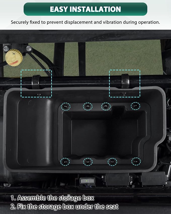 Under Seat Storage Box for Kawasaki Mule 4000 4010 2009-2026 Accessories, 14L Passenger Side Tool Storage Organizer Box Under Seat Combined Durable PP Bin for Kawasaki Mule 4000 4010 2009+