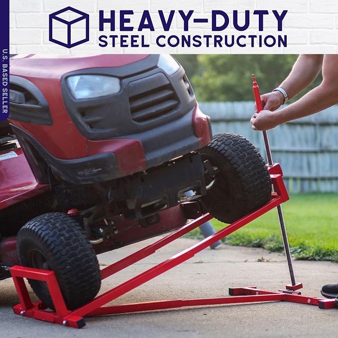 BISupply Lawn Mower Lifting Platform with Manual Handle - 882 lb Capacity, Adjustable Deck for Riding Mowers, Garden Tractors, Jack Lift with Manual Handle, Power Tool Extension