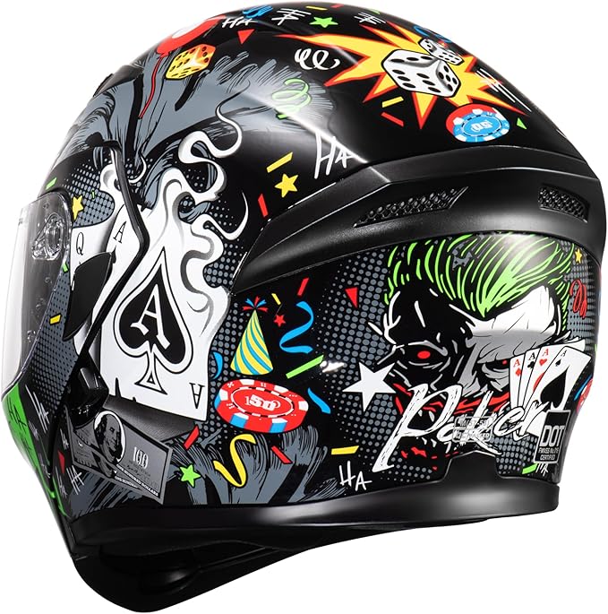 KYPARA Motorcycle Dual Visor Flip up Modular Full Face Helmet with DOT Certification of Impressionism