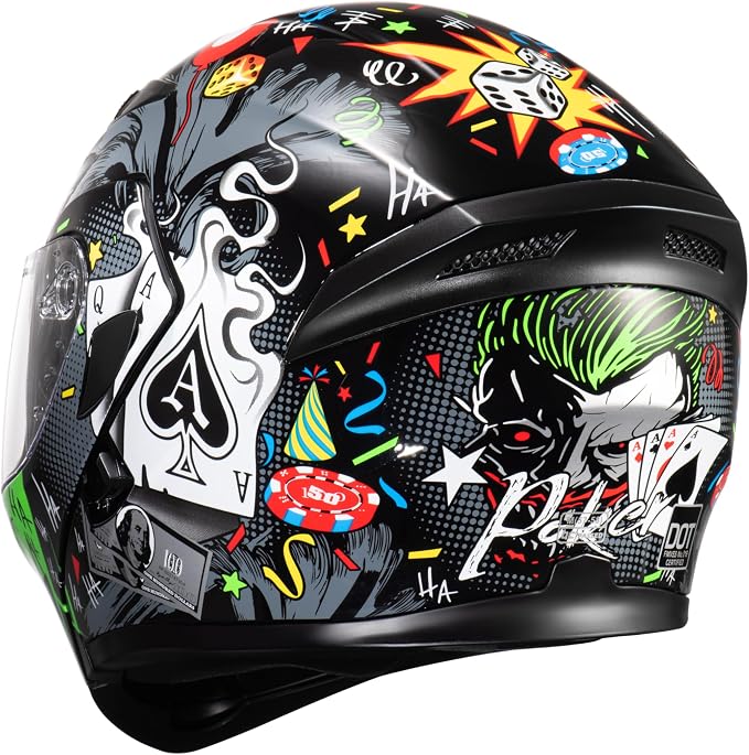 KYPARA Motorcycle Dual Visor Flip up Modular Full Face Helmet with DOT Certification of Impressionism
