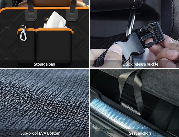 iBuddy Dog Cargo Liner for Large SUV, Waterproof Dog Cargo Cover with Bumper Flap Protection Durable Car Trunk Mat for Pets Keep Your Vehicle Trunk Clean Universal Fit X-Lager SUV Car Seat Cover