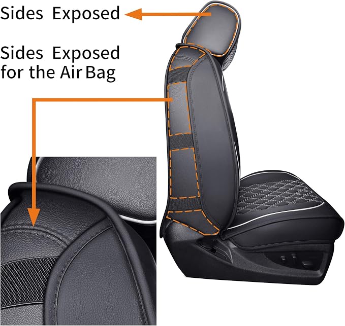 Aierxuan Seat Covers for Cars Pickup 2007-2026 GMC Sierra Chevy Chevrolet Silverado 1500 2500HD 3500HD Trail Boss Z71 Crew Double Extended Cab Waterproof Leather (Full Set, Black-White)