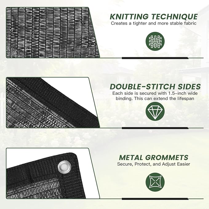 [WindscreenSupplyCo] 55% 6.5 x 10 FT Shade Cloth Sun Shade Net with Grommets Sunblock Mesh Tarp for Garden Plants Cover Greenhouse and Patio