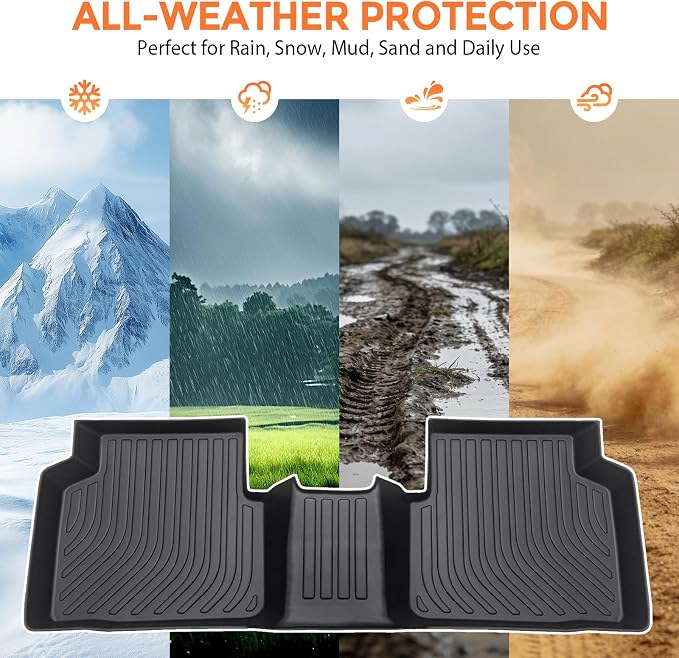 Floor Mats for Ford Escape 2020-2026 (Not for Hybrid), Custom Fit Heavy Duty TPE All Weather Protection, Waterproof Non-Slip Black Car Liners for Front & Rear (Two-Row Floor Mats & Cargo Liner)