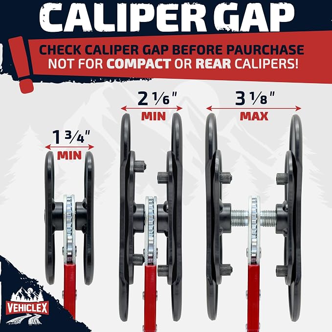 Vehiclex Brake Caliper Compression Tool with Rib-Reinforced Standard and Extended Plates, Ratcheting Brake Pad Spreader and Caliper Piston Compressor Tool for Cars, SUVs, Pickups, and Light Trucks