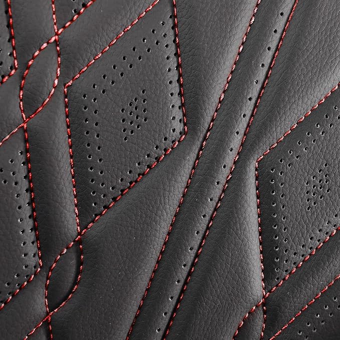 Huidasource Back Seat Covers for Car, Waterproof Universal Fit Rear Seat Covers Split Bench Car Seat Covers, 60/40 Seat Cover for Most Sedan SUV Pickup Truck (Back Row/Black&Red Line)