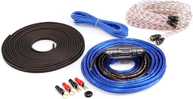 KnuKonceptz Bassik 8 Gauge Complete Amplifier Installation Amp Wiring Kit with RCA