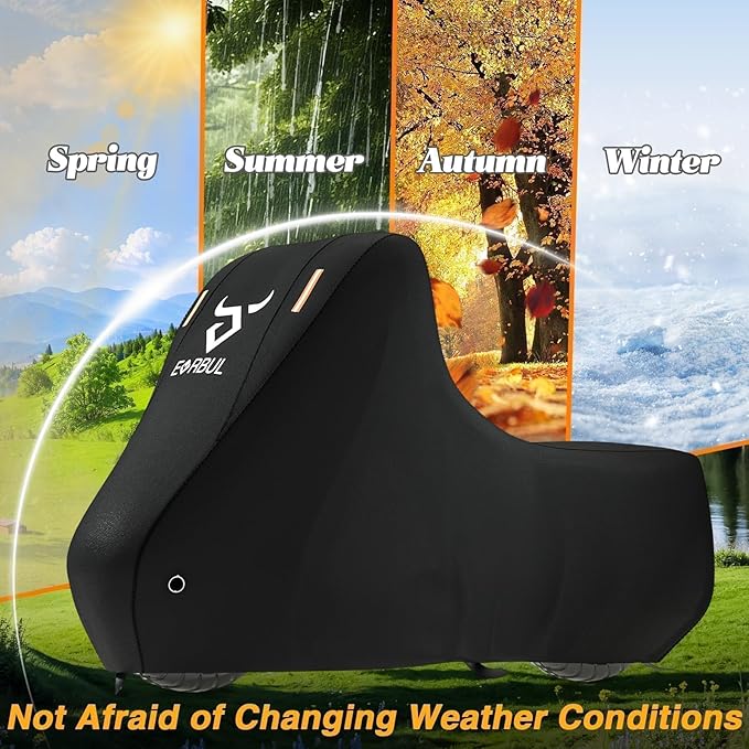 EVRBUL Motorcycle Cover Waterproof Heavy Duty 420D Outdoor Motorbike Sun Cover Compatible with Harley Heritage Softail Classic Fat Boy Softail Slim and up to 98’’ Most Motorcycle (Without Side Box)