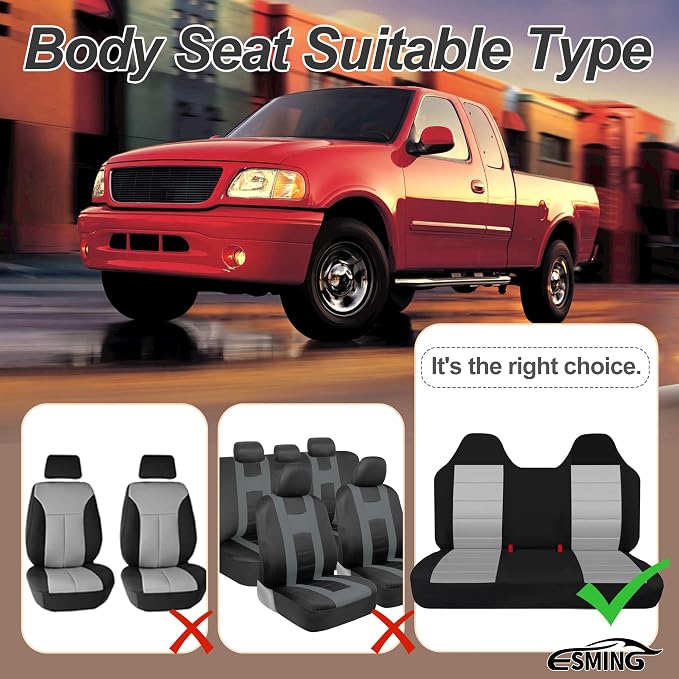 ESMING Front Bench Seat Cover with Molded Headrests Fit for Ford F-150 1999-2004, Thickened Waterproof Oxford Cloth, Solid Bench Seat Protector, Easy to Clean