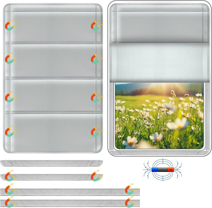 RV Door Window Shade Cover - Magnetic RV Blackout Window Cover with UV Protection and Privacy Features (25 * 16 in) Foldable Magnet Design, Waterproof Fabric, and Reflective Silver Coating