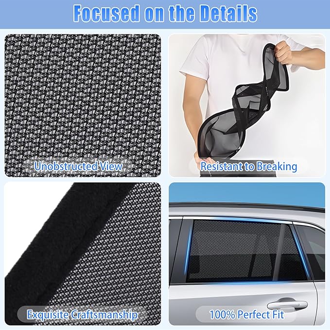 ZATOOTO Car Window Shades Toyota RAV4 2019-2024 for Rear Window | 2-Pack Baby & Pet Sun Shades | Blocks 99% UV & Heat | Breathable Mesh Privacy Screen | Bug-Free Design for Camping & Travel