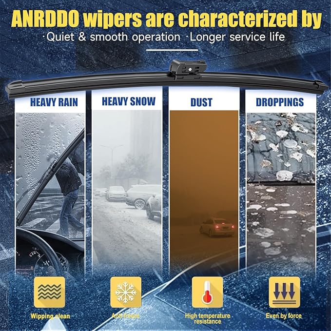 ANRDDO Wipers Factory Replacement For BMW X3 F25 2011-2017,BMW X4 F26 2015-2018 Original Equipment Windshield Wiper Blades Set -26"+20" (Set of 2) Not For J Hook