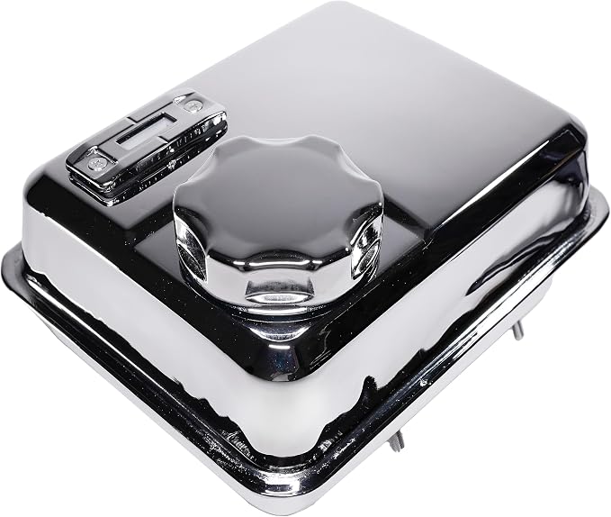 JMCHstore 4L Chrome Stainless Gas Fuel Tank W/ Fuel Gauge & Petcock for Predator 212 Hemi Engine, Coleman CT200U BT200X 196cc Mini bike, Baja Massimo warrior MB200, Honda GX160 GX200 Motor