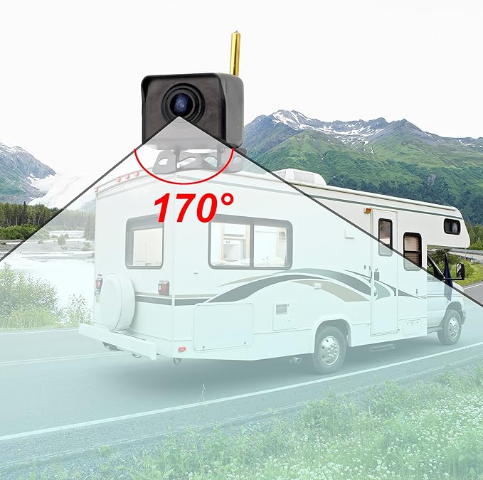4.3-inch AHD IPS Monitor Mini Vehicle 720P Digital Wireless Backup Camera System IP69K Waterproof Wireless Reversing Camera Dash Camera for Truck Bus RV Trailer Car Truck Semi-Trailer