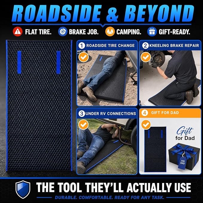 Magic Rolling Creeper Mat Portable Mechanics Mat | for Low Clearance, Slide Under Car Easily, Foldable Garage Padded Mat, Storage Bag Included, Men's Gift for Father