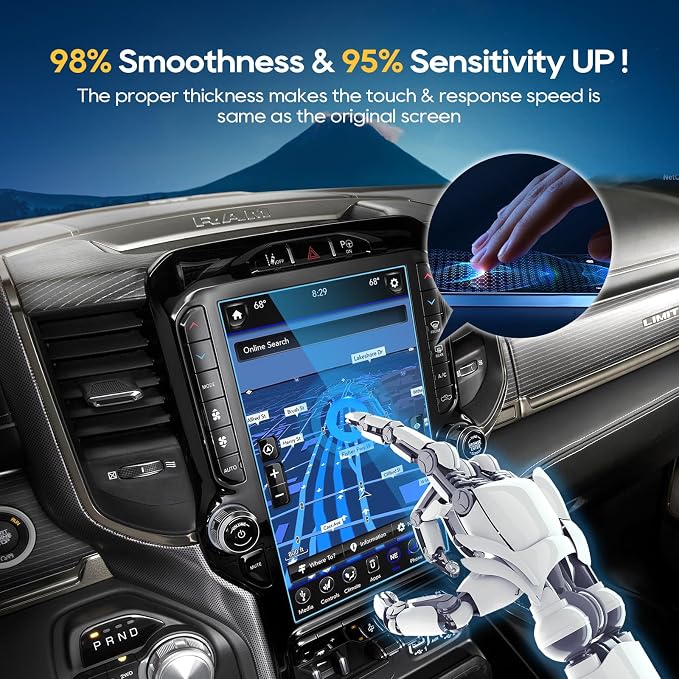 2019-2025 2026 Ram 1500 2500 3500 Screen Protector 12" for Dodge Ram (Laramie/Rebel/RHO/Limited/Limited Longhorn/TRX) Uconnect 12-inch Touchscreen, 9H Tempered Glass 2025 2026 Ram 1500 Accessories