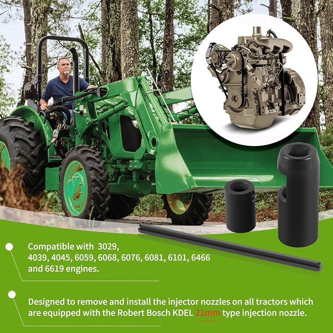 JDE92 Injector Socket Tool/21MM Injector Nozzle Socket Compatible with Engines Equipped with the Robert Bosch KDEL Injection Nozzle, Replace for JDE92, 7458