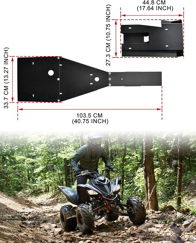 Aluminum Chassis Glide & Swing Arm Skid Plate Guard Protector Kit for Yamaha Raptor 700 700R 2006-2025 Accessories, Black Combined Full Chassis Skid Plate