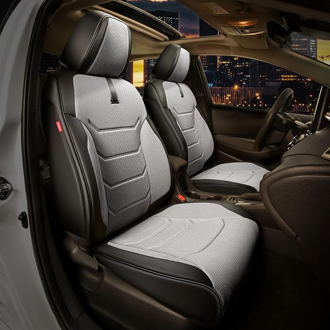 Sport Series Leatherette Full Set Seat Covers Universal for Cars Trucks SUV, Grey, CA-SC-Sport-Full-GY