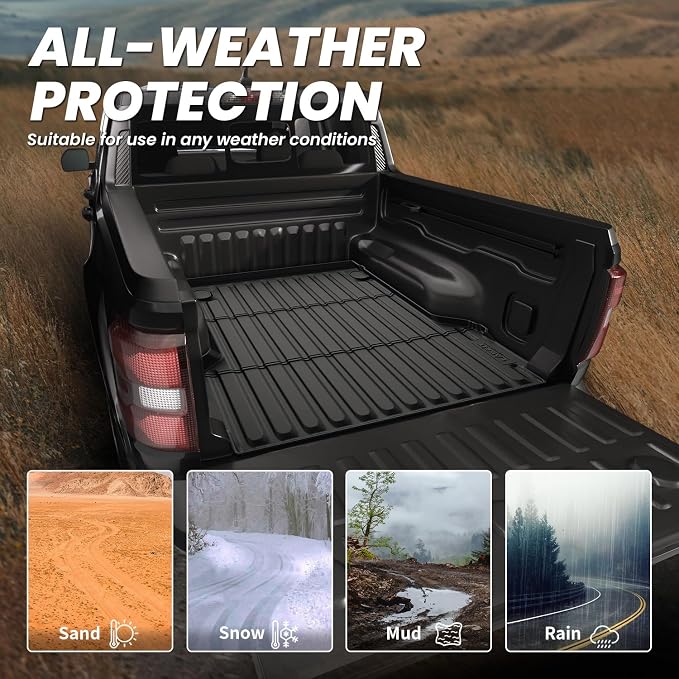 LASFIT Truck Bed Mat for Ford Maverick 2026 2025 2024 2023 2022 Hybrid & Gasoline TPE All Weather Truck Bed Liner Custom Fit Bed Mat(Not fit with Drop-in Bed Liner), 1PC Black