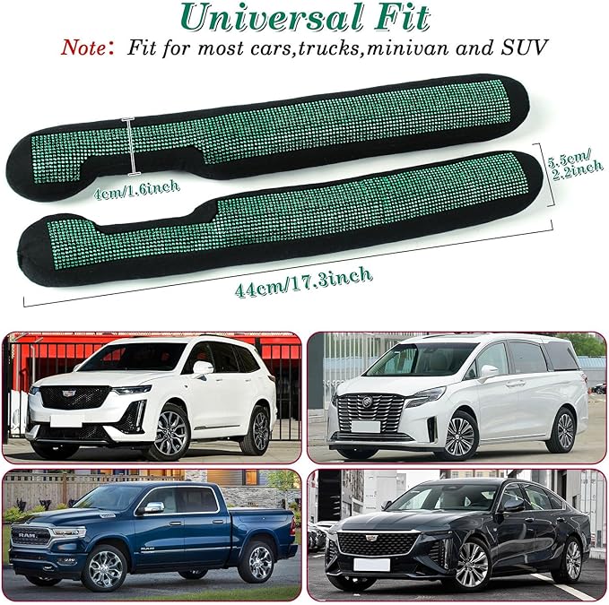 ToBeQueen Green Car Seat Gap Filler, Universal Fit for Car SUV Truck, Handmade Crystal Diamond Rhinestone Green Bling Car Accessories for Women(Green)