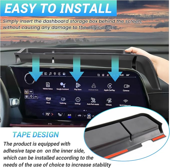 Center Console Organizer Dashboard Tray Compatible with 2024-2026 Chevy Traverse Accessories, Dashboard Storage Box for Sunglasses (Not Compatible with 2024 Chevy Traverse Limited)