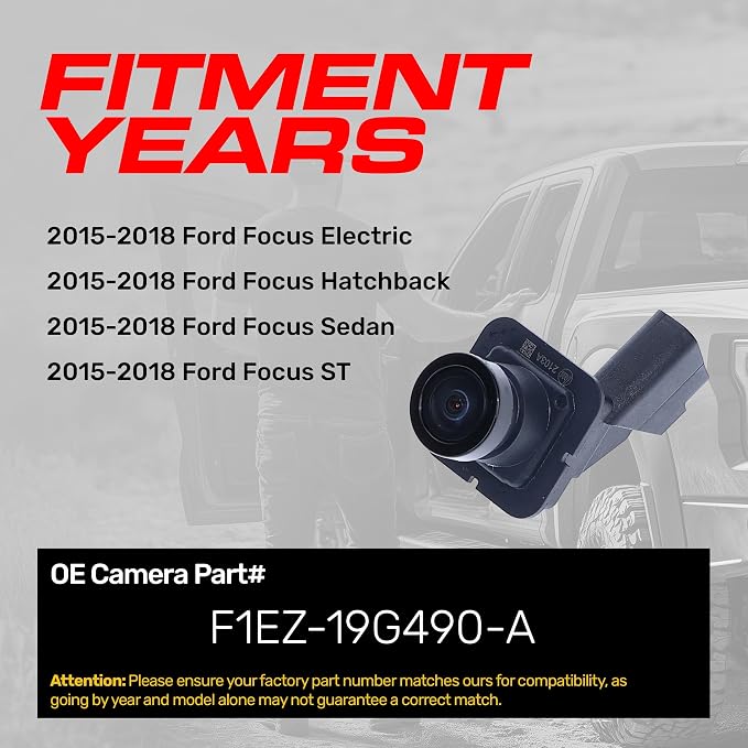 Master Tailgaters Replacement for Ford Focus ST, Sedan, Electric, Hatchback (2015-2018) Backup Camera OE Part # F1EZ-19G490-A