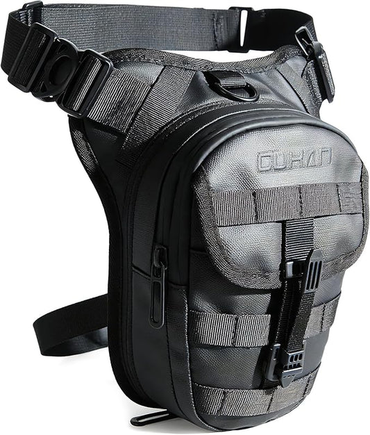 DUHAN Thigh Bag for Motorcycle Riding & Outdoor Adventures Waterproof Expandable Motorcycle Leg Bag with Adjustable Straps, MOLLE System, 3-Layer Organization for Phone, Wallet, Flashlight, Gear