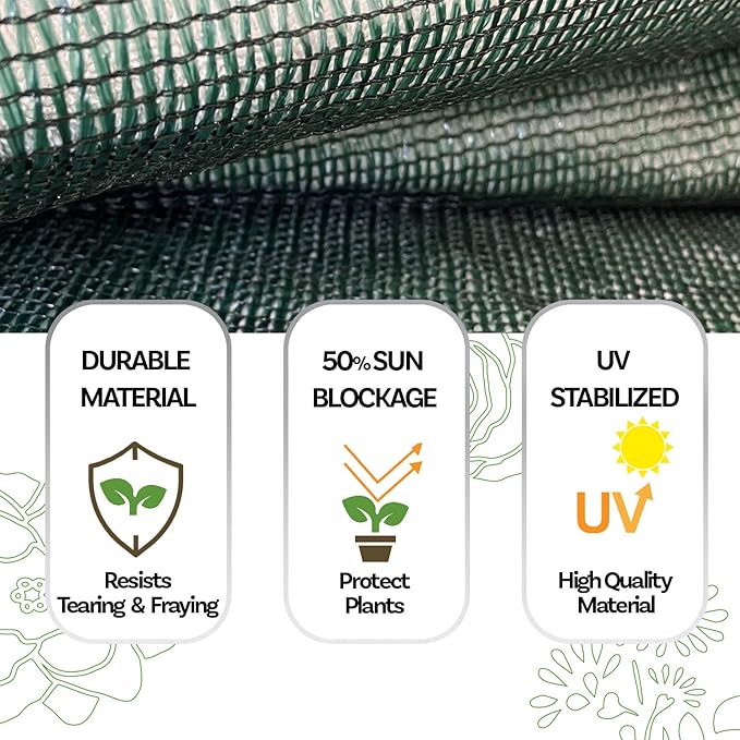 Alion Home HDPE 50% Sun Block Garden Netting Mesh - (6' x 8', Green)