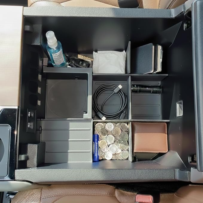 Vehicle OCD - Center Console Organizer for Toyota Tundra (2022-2026) / Toyota Sequoia (2023-2026) – Made in USA - NOT Compatible with Center Console Safe - SLX178