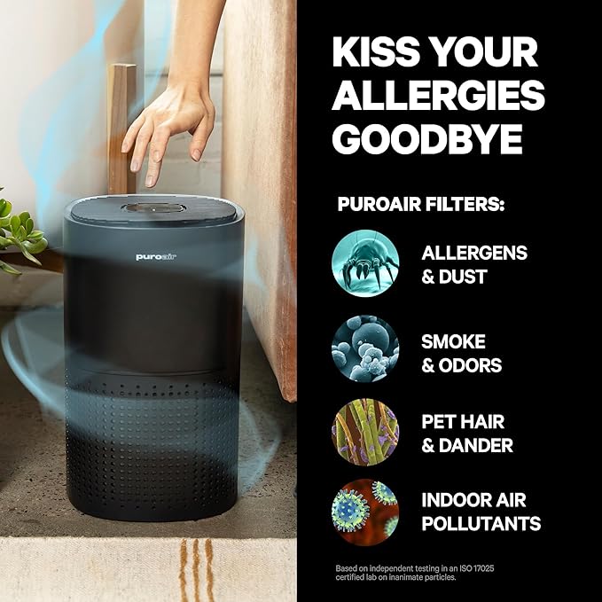 PuroAir 240 HEPA Air Purifier and 2 Filters for Home Large Rooms - Covers Up To 1,000 Sq Ft - Filters Up To 99.9% of Pollutants, Smoke, Pollen, Dust - Quiet HEPA Air Filter - Air Purifiers for Bedroom