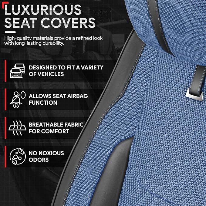 Drive Series Full Set Seat Covers Universal for Cars Trucks SUV, Navy Blue, CA-SC-Drive-Full-NB