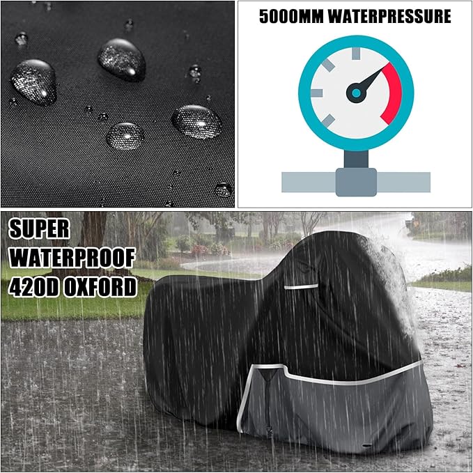 Waterproof Motorcycle Cover Replace for Kawasaki Z125/Z125 Pro/KLX 110 Model, 420D Oxford Cloth Motorcycle Cover for Snow Rain Dust Protection