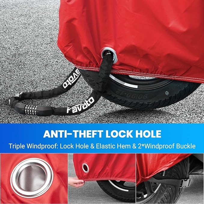 Favoto Motorcycle Cover Waterproof Outdoor - All Season Weather Dust Sun Rain Protection Night Reflective with Lock-Holes Storage Bag Fits up to 96.5" Motorcycles Tarp Dirtbike Cover