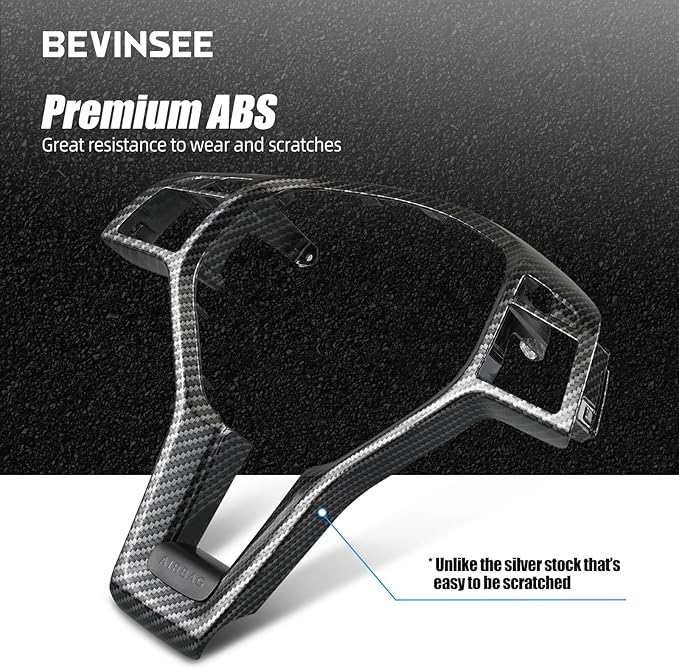 Bevinsee Steering Wheel Decoration Cover Trim Compatible with Mercedes Benz C-CLASS W204 C63 E-CLASS W212 E63 E-CLASS W207 E63 CLA-CLASS W117 CLA45 C218 CLS-Class Coupe 2012-2014