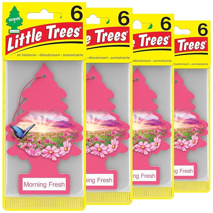LITTLE TREES Air Fresheners Car Air Freshener. Hanging Tree Provides Long Lasting Scent for Auto or Home. Morning Fresh, 24 Air Fresheners (Pack of 6)