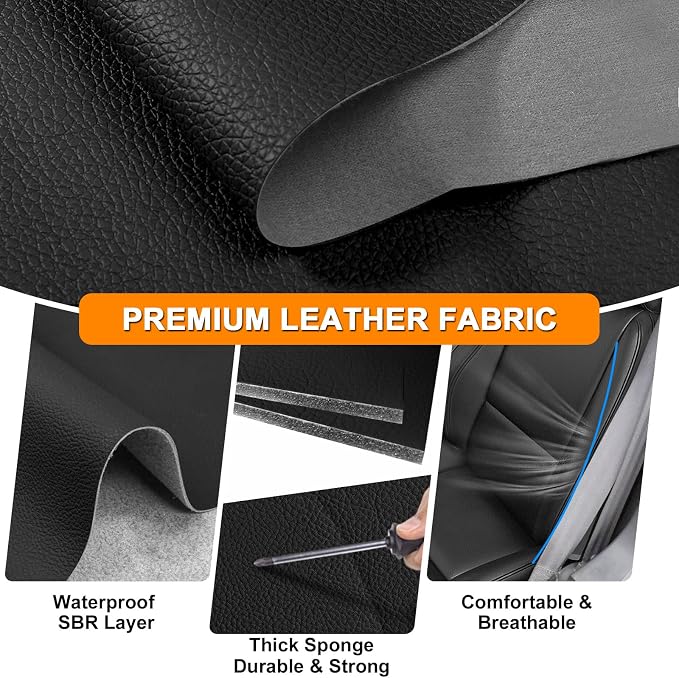 Front Seat Covers Compatible with 1984-1993 Chevy Corvette C4, Heavy Duty Leather Fabric Seat Protector
